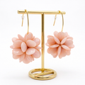 Arracades Flor Rosa Pom Pom amb Ganxo Daurat